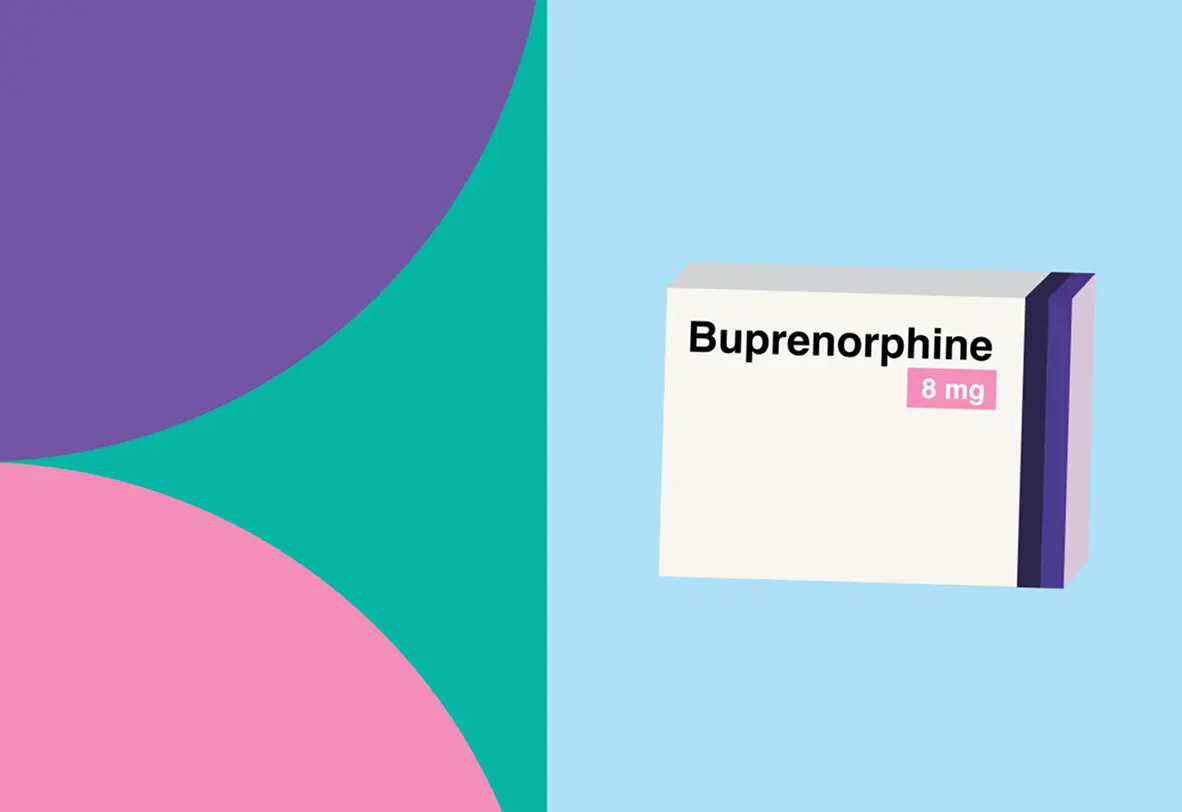 Illustration of a Buprenorphine 8 mg medication box