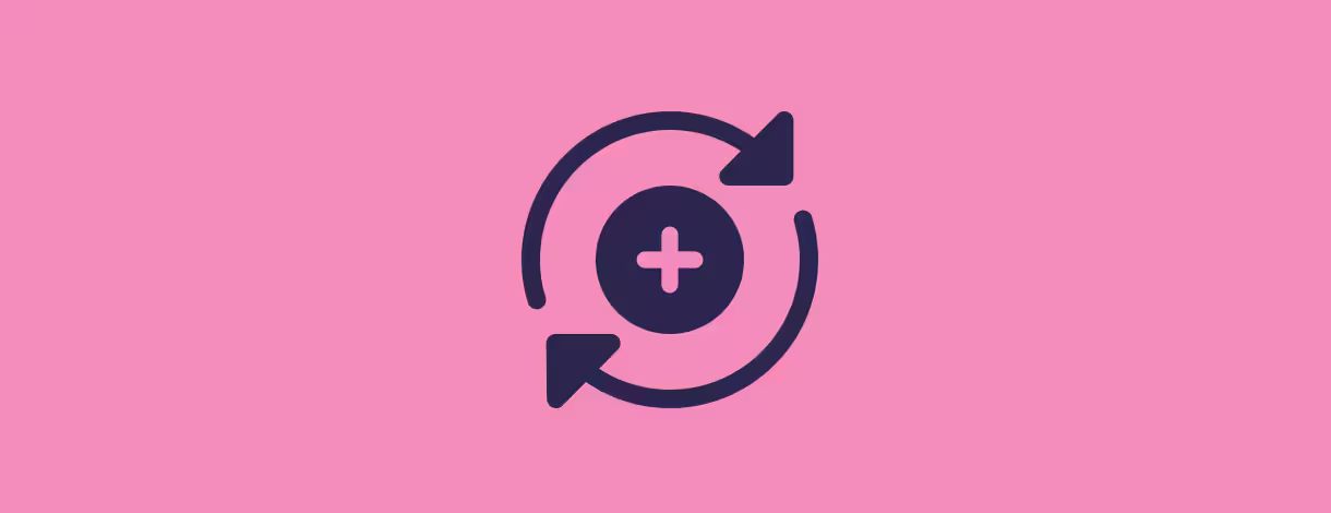 Add or start treatment icon with circular arrows and plus sign
